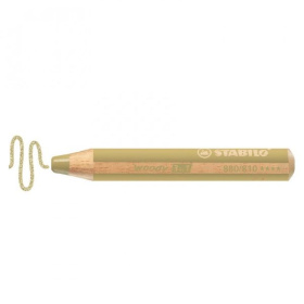 Карандаш Stabilo, с заточкой, 3 в 1 (цв.карандаш, акварельный карандаш, воск. мелок), золотой