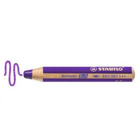 Карандаш Stabilo, с заточкой, 3 в 1 (цв.карандаш, акварельный карандаш, воск. мелок), фиолетовый