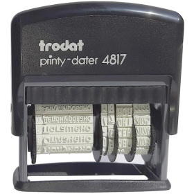 Датер-мини TRODAT 4817, 12 бухгалтерских терминов, месяц буквами, оттиск 45х3,8 мм, синий, корпус
