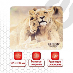 Коврик для мыши Sonnen 220*180*3 мм Lions, резина+ткань