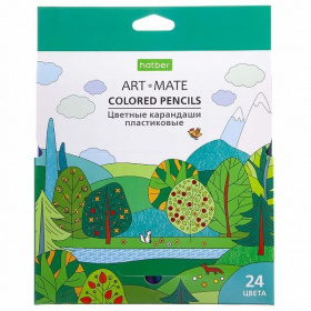 Карандаши цветные пластиковые 24 цв., Hatber ART-Mate, с заточкой, в карт. коробке