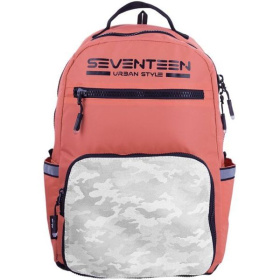 Рюкзак молодежный Seventeen, две лямки, с фотолюминесцентной панелью, коралловый