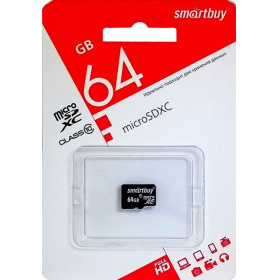 Карта памяти 64 GB MicroSD SmartBuy с адаптером SD Class 10