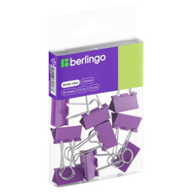 Зажим для бумаг 19 мм Berlingo 10 шт/уп., фиолетовый