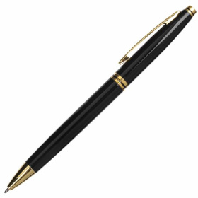Ручка шариковая подарочная Brauberg De luxe Black поворотная, синяя, корпус черный,0,7 мм