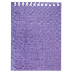 Блокнот A6, 40 л., спираль, клетка, обл. б/в., Hatber METALLIC фиолетовый
