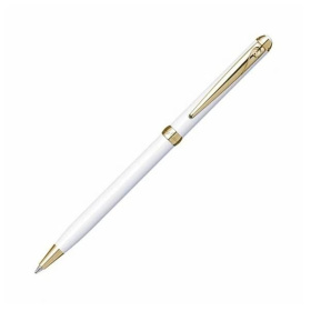 Ручка подарочная шариковая PIERRE CARDIN SLIM, корпус белый, латунь,сталь и позолота