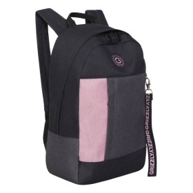 Рюкзак молодежный., Grizzly RXL-327-3/1, две лямки, черный с розовым