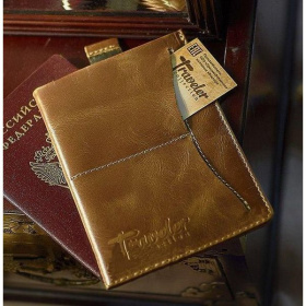 Обложка для паспорта Вектор нат.кожа светло-коричневая Trevaler collection
