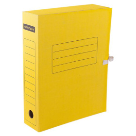 Короб с завязками картон A4  75 мм OfficeSpace, желтый