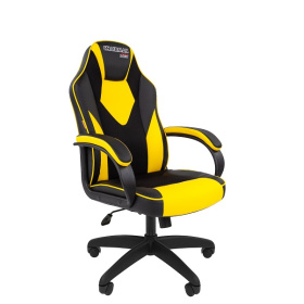 ТПТ Кресло компьютерное игровое (геймерское) GAME 17, иск.кожа черный/желтый