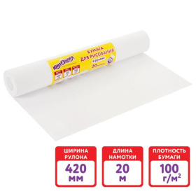 Бумага для рисования в рулоне Юнландия, 420 мм.*20 м., 100 г/м2