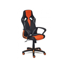 ТТЧ Кресло компьютерное игровое (геймерское) RUNNER, искусственная кожа/ткань черный/оранжевый