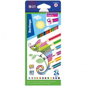 Карандаши цветные с двухцветным грифелем Berlingo "SuperSoft. 2 in 1", 12шт., 24цв., картон