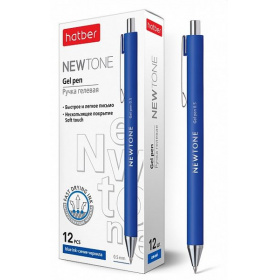 Ручка гелевая Hatber Newtone автоматическая, синяя, 0.5 мм