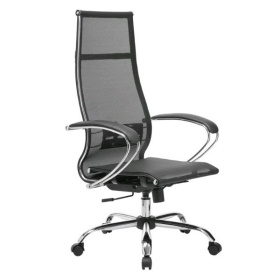 МТТ Кресло для руководителя МЕТТА Комплект 7+Основание МЕТТА 17833, сетка черный/серый