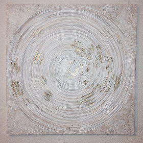 Картина настенная Белая абстракция, 50*50 см., акриловые краски, структурная паста, лак, зол. поталь