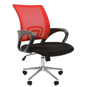ТПТ Кресло для оператора СН-696 хром, ткань-сетка/ткань TW DW 69 красный/TW-11 черный