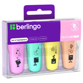Набор текстовыделителей мини 4 шт/уп Berlingo Pastel 1-5 мм