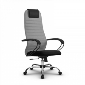 МТТ Кресло для руководителя МЕТТА SU-BK131-10CH+Комплект Ch, ткань-сетка/ткань TW светло-серый