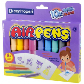 Фломастеры воздушные(Блопены) Centropen AirPens Pastel, 10 цв.+8 трафаретов