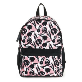 Рюкзак молодежный Schoolformat SOFT TULIPS, 38*28*16 см., две лямки, текстиль, черно-розовый