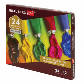 Краски масляные художественные Brauberg Art Premiere, 24 цв. по 12 мл. в тубе, карт. упаковка