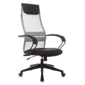 БРК Кресло для руководителя CH-607/LGREY, сетка/ткань спинка TW-02 светло-серый, сиденье черное