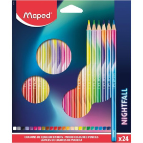 Карандаши цветные трехгранные 24 цв., Maped NIGHTFALL, в карт. упаковке