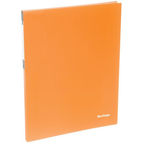 Скоросшиватель пружинный А4 Berlingo Neon, 17 мм., 700 мкм., с карманом, неон оранжевый