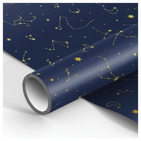 Бумага упаковочная 70*100 см, MESHU Golden constellations, глянцевая, 90г/м2