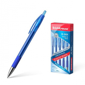 Ручка гелевая Erich Krause R-301 Original Matic&Grip, синяя, автоматическая 0,5 мм.