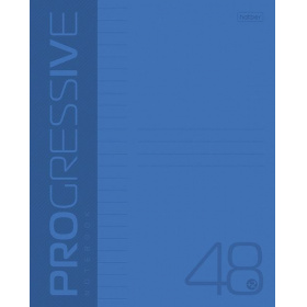 Тетрадь общая A5, 48 л., линейка, скрепка, пластик.обложка, Hatber PROGRESSIVE, синяя