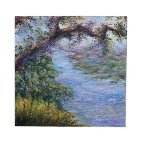 Картина на подрамнике 40*40 см Цветущая река (холст/масло) Иванова Е.