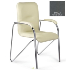 ПРТ Кресло для посетителей Самба soft/хром, иск.кожа темно-серый S-0422