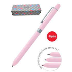 Ручка шариковая многофункциональная PENAC MULTISYNC 107(синий+красный+мех. карандаш), розовая
