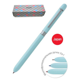 Ручка шариковая многофункциональная PENAC MULTISYNC 107(синий+красный+мех. карандаш), голубая
