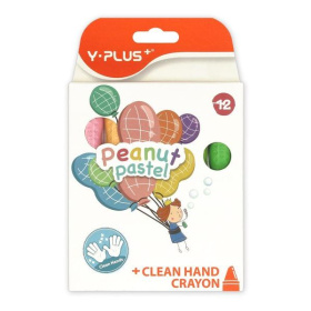 Мелки восковые фигурные 12 цв., Y-Plus Peanut, пастельные, карт. упаковка