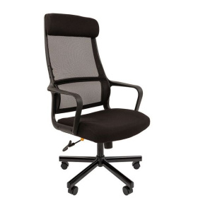 ТПТ Кресло для руководителя СН-590, ткань-сетка/ткань TW TW-01 черный/TW-11 черный