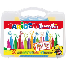 Набор для рисования Carioca Travel Kit, 30 фломастеров + раскраска, пластиковая коробка с ручкой