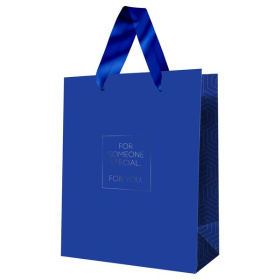 Пакет подарочный 18*23*10 см, MESHU Классика, ленточные ручки, синий