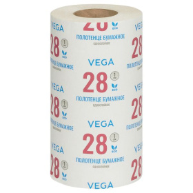 Полотенце бумажное в рулоне 1 шт/уп 1-сл, 28 м, серое, Vega