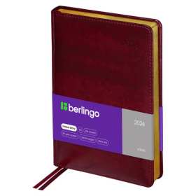 Ежедневник А5 Berlingo xGold, датированный 184 л., к/з., тон. блок, золотой срез, бордовый