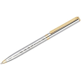 Ручка шариковая поворотная Delucci Tempo, синяя, 1,0 мм., корпус серебро/золото