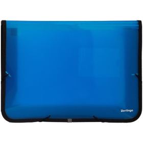 Папка с угловыми резинками A4 Berlingo Fuze, 600 мкм, пластик, с тканевой окантовкой, синий