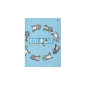 Бизнес-блокнот A6 Cats in love, 80 л., клетка, твердый переплет
