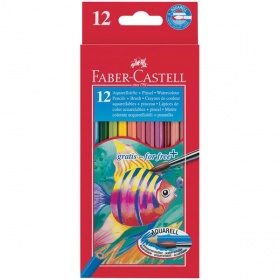 Карандаши акварельные 12 цв., Faber-Castell, с заточкой+кисть, в карт. упаковке