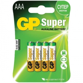 Батарейка AAA (LR03) GP Super (4 шт.) алкалиновая