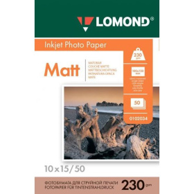 Фотобумага A6 (10x15) Lomond матовая 230 г/м2 50л. для струйной печати