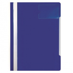 Скоросшиватель пластиковый A4 160 мкм с карманом для визитки, синий
